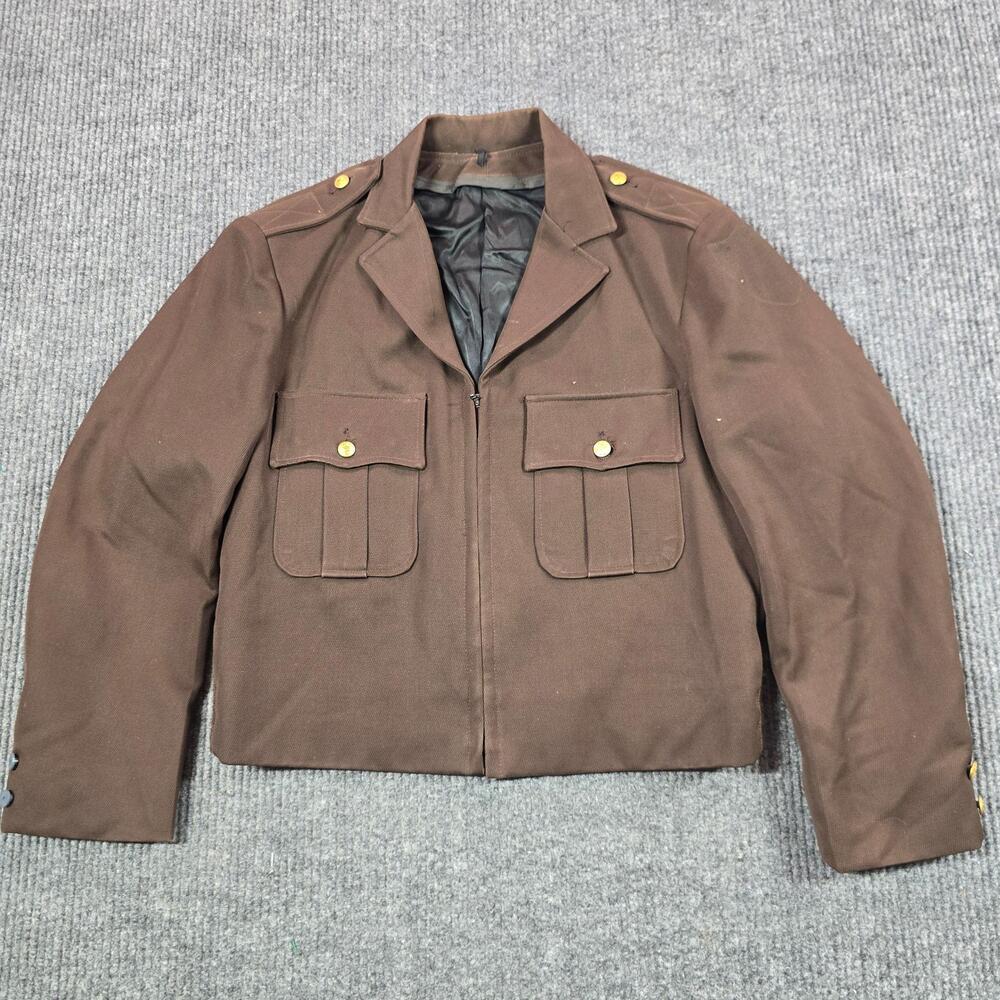 VTG Military Ike Cropped Jacket Mens 42 Twill Lined Pockets Epaulettes Army WWII